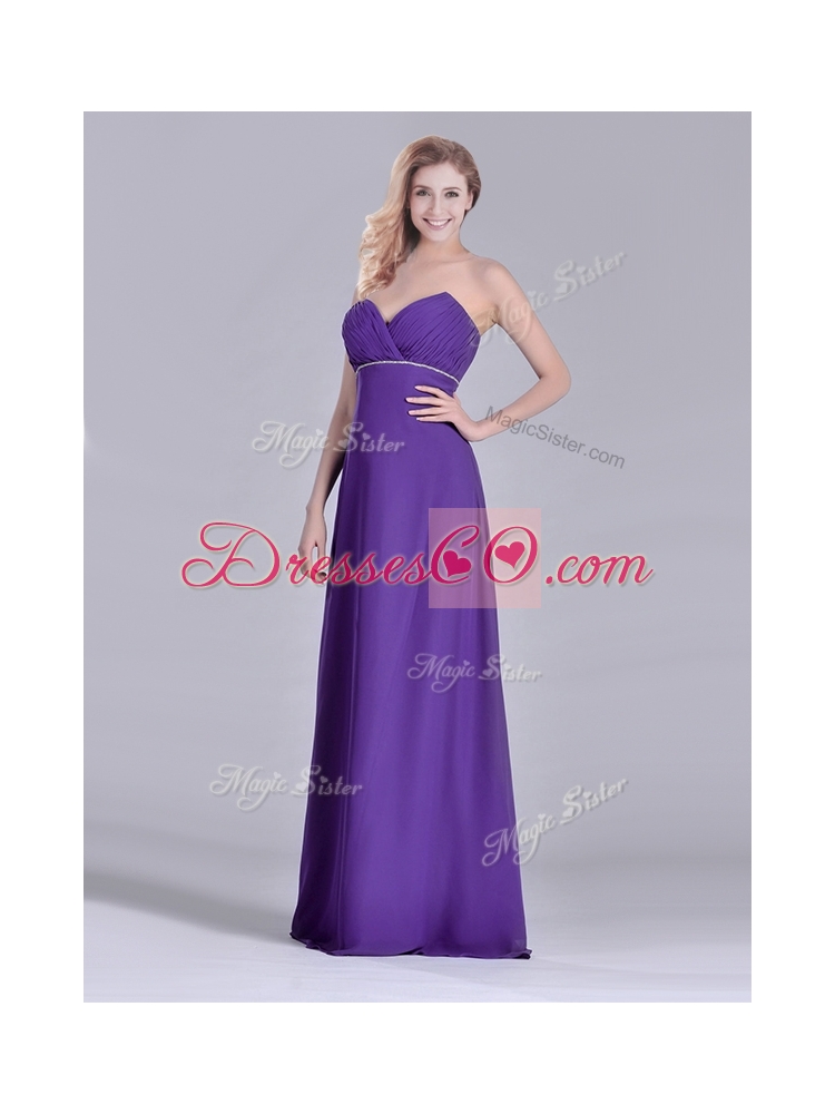 Column Ruching Purple Prom Dress for Celebrity