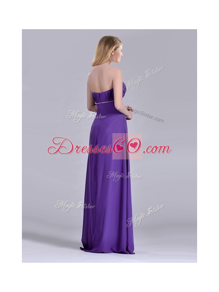 Column Ruching Purple Prom Dress for Celebrity