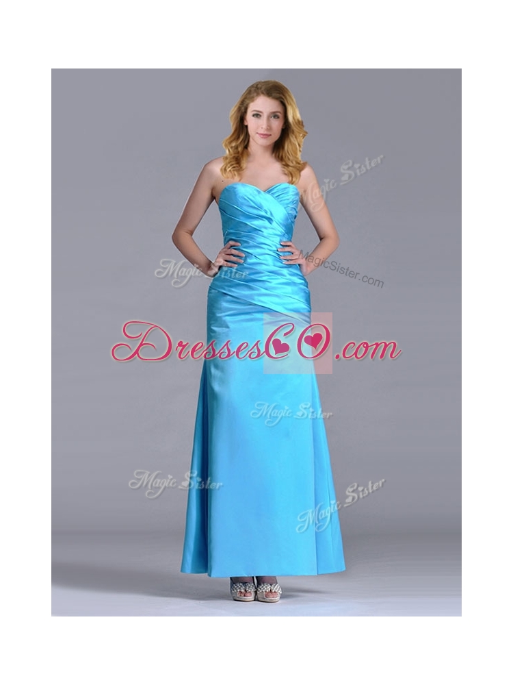 New Arrivals Aqua Blue Ankle Length Prom Dress in Taffeta