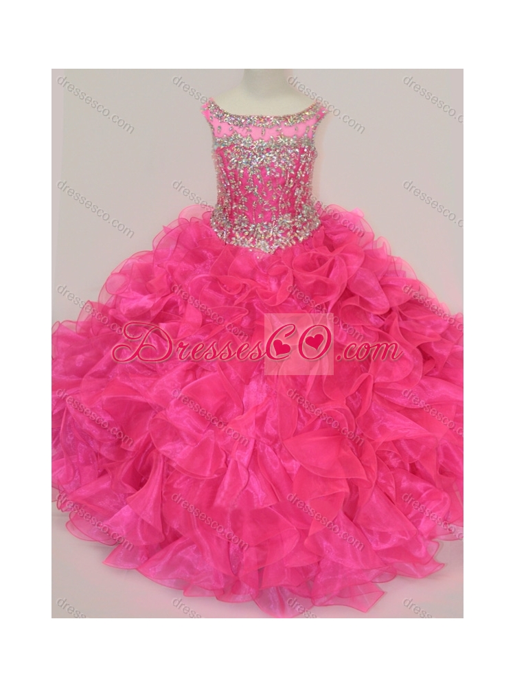 Exclusive Scoop Hot Pink Little Girl Party Dress with Beading and Ruffles