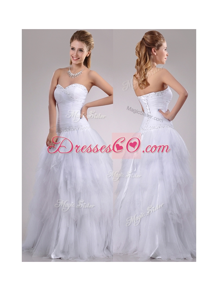 Popular A Line Tulle Bridal Dress with Beading