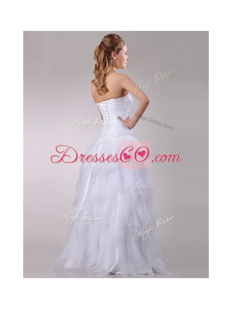 Popular A Line Tulle Bridal Dress with Beading