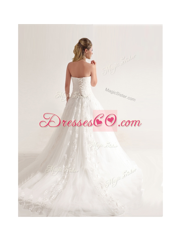 Artistic A-line Wedding Dress with Hand Crafted and Appliques