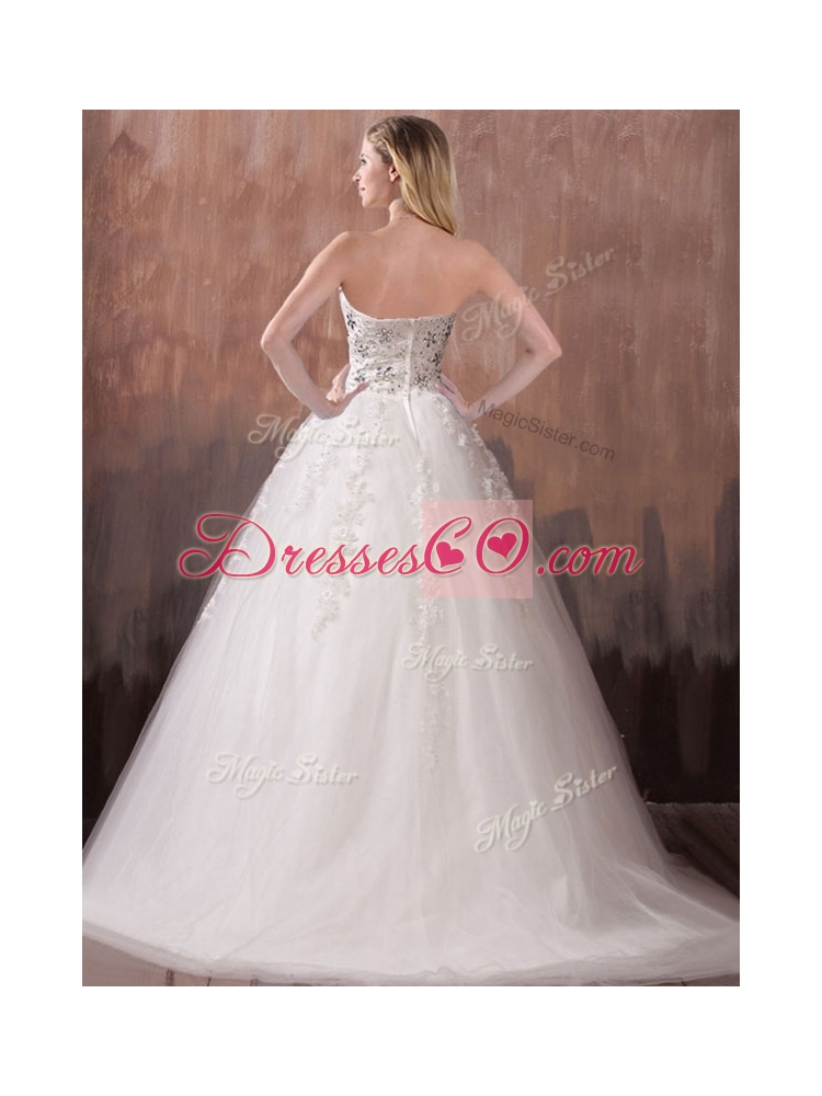 Lovely A Line Wedding Dress with Beading and Appliques