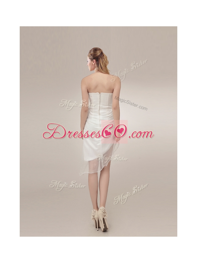 Sexy See Through Asymmetrical Wedding Dress with Ruching