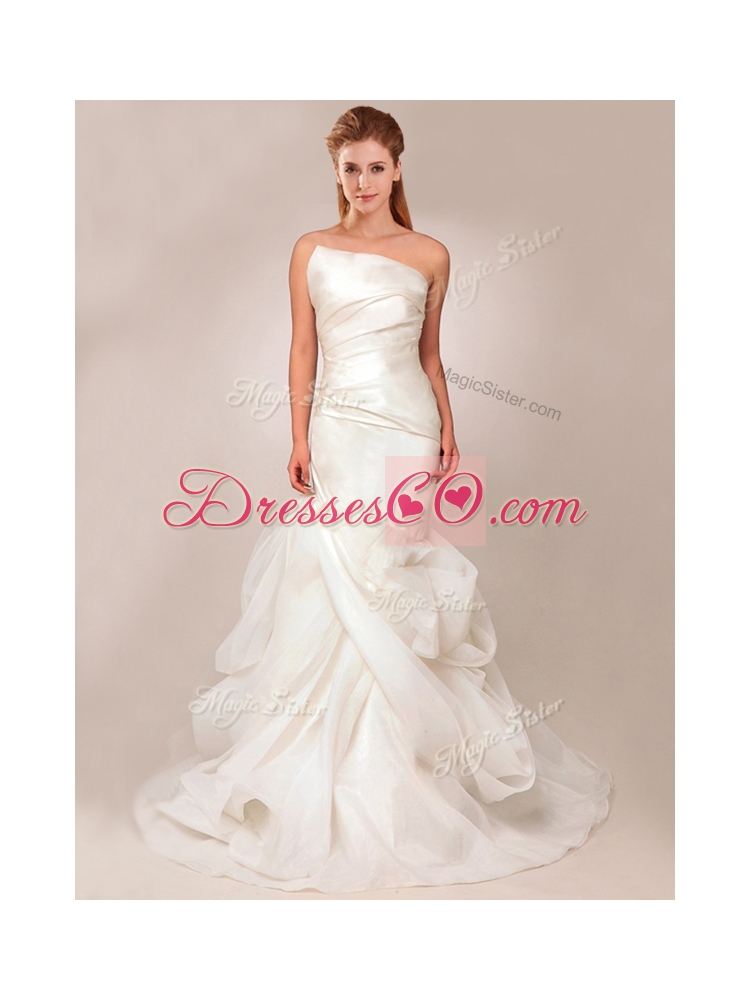 Exquisite Mermaid Asymmetrical Wedding Dress with Ruffles Layers