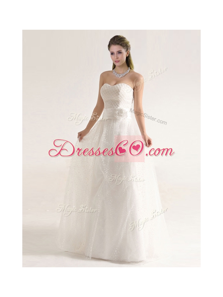 Fashionable Beaded and Sashes Wedding Dress with Empire