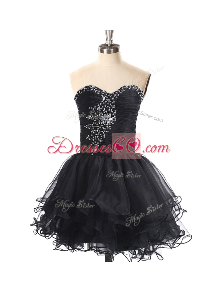 Beaded Black Prom Dress in Organza