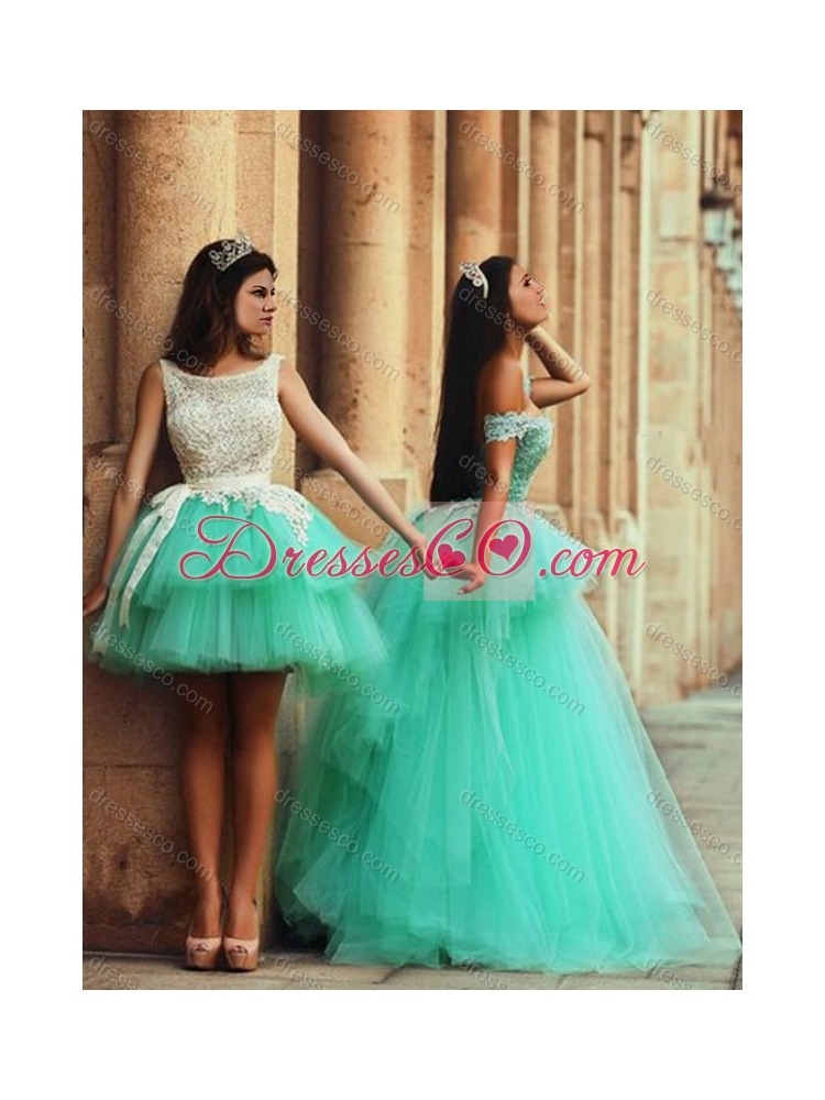 New Style Off the Shoulder Prom Dress with Lace and Appliques