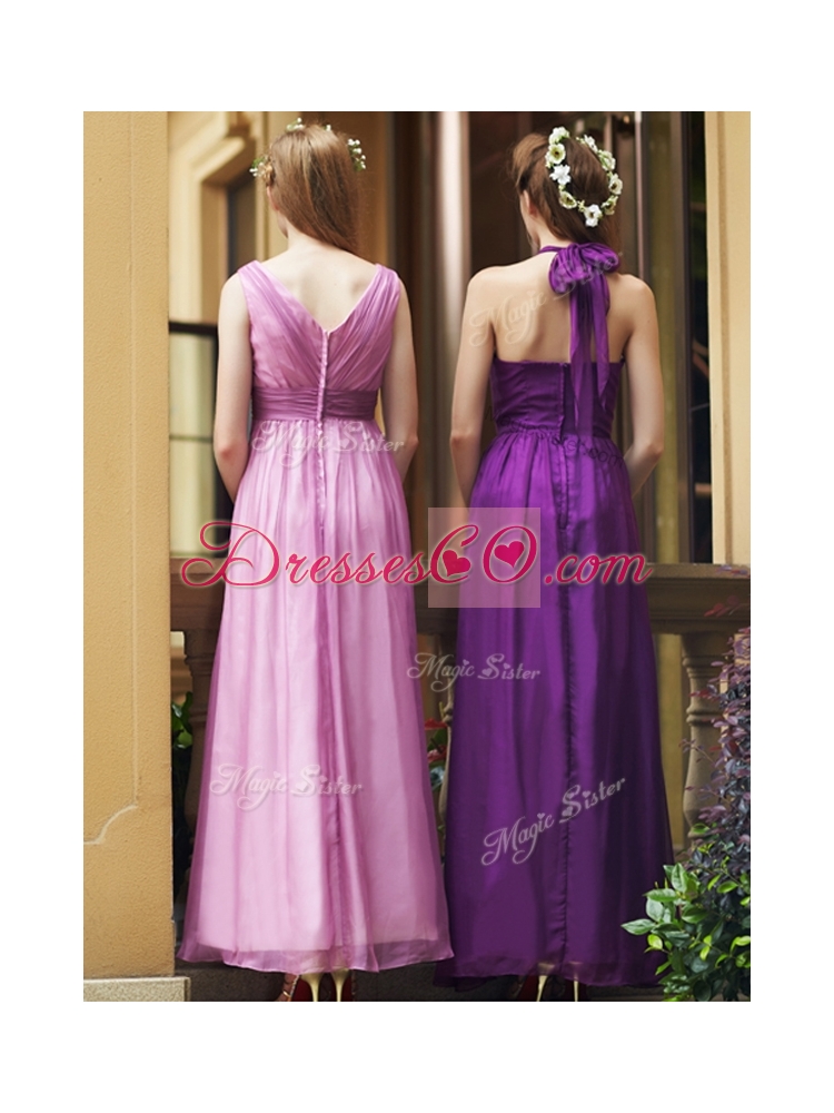 Exclusive Empire Chiffon Ankle Length Bridesmaid Dress with Ruching