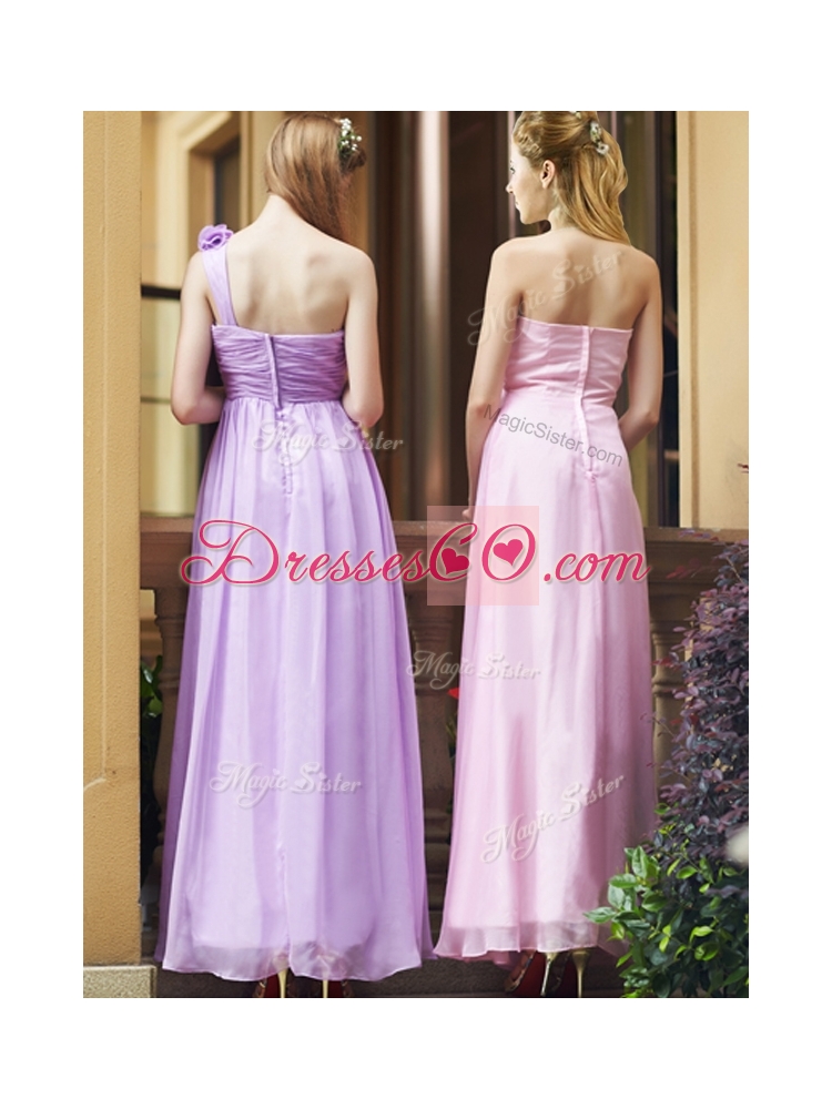Perfect Empire Ankle Length Zipper Up Bridesmaid Dress in Chiffon