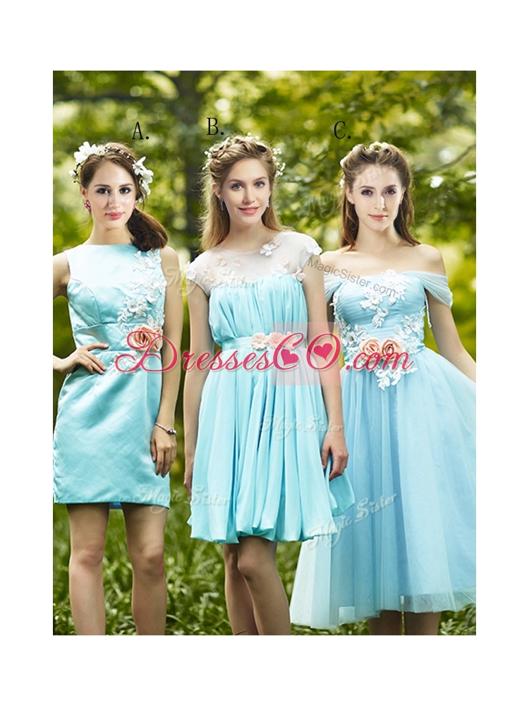 Most Popular Light Blue Prom Dress with Appliques for Spring
