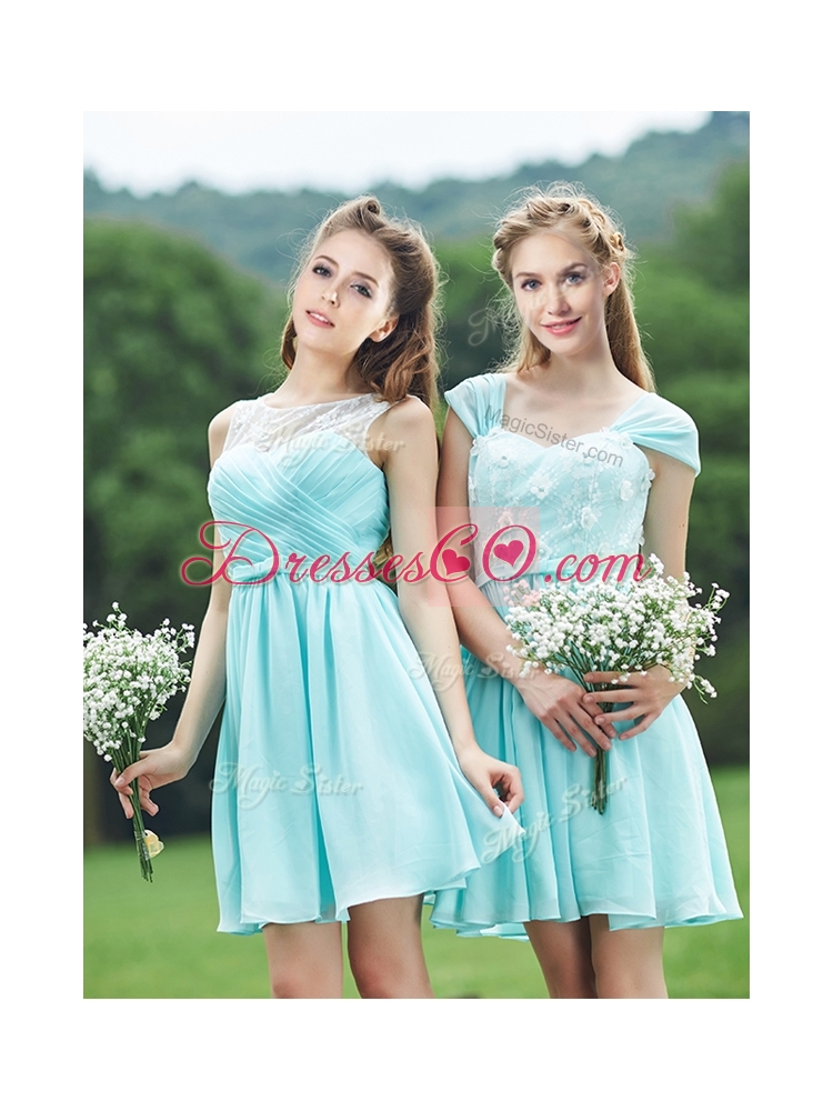 Classical Mint Short Prom Dress with Appliques and Belt