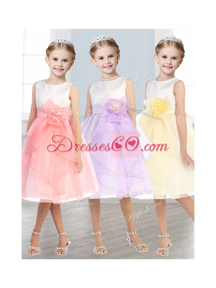 Beautiful Scoop Tulle Little Girl Pageant Dress with Hand Made Flowers and  Ruffles