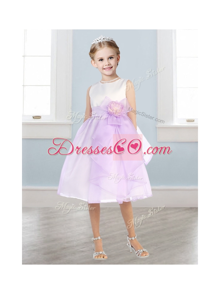 Beautiful Scoop Tulle Little Girl Pageant Dress with Hand Made Flowers and  Ruffles