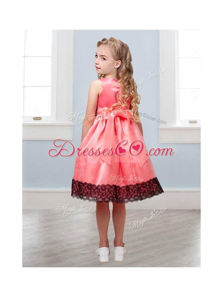 Popular Scoop White Little Girl Pageant Dress with Hand Made Flowers and  Lace