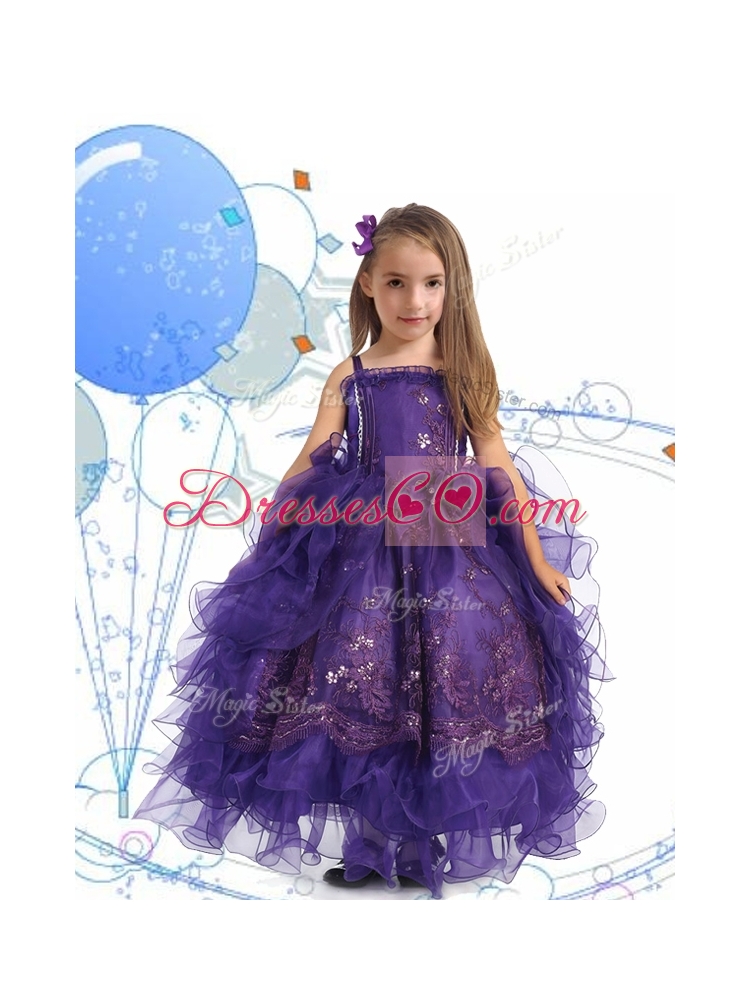 Luxurious Spaghetti Straps Girls Party Dress with Lace and Ruffled Layers