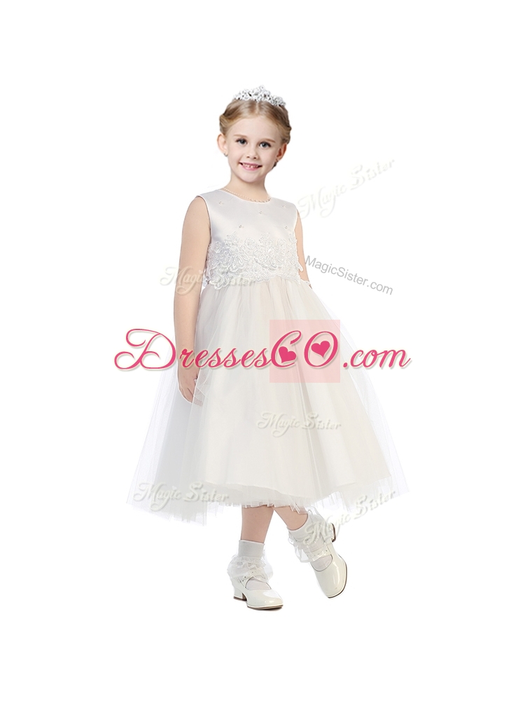 New Arrivals Scoop Girls Party Dress with Appliques and Beading