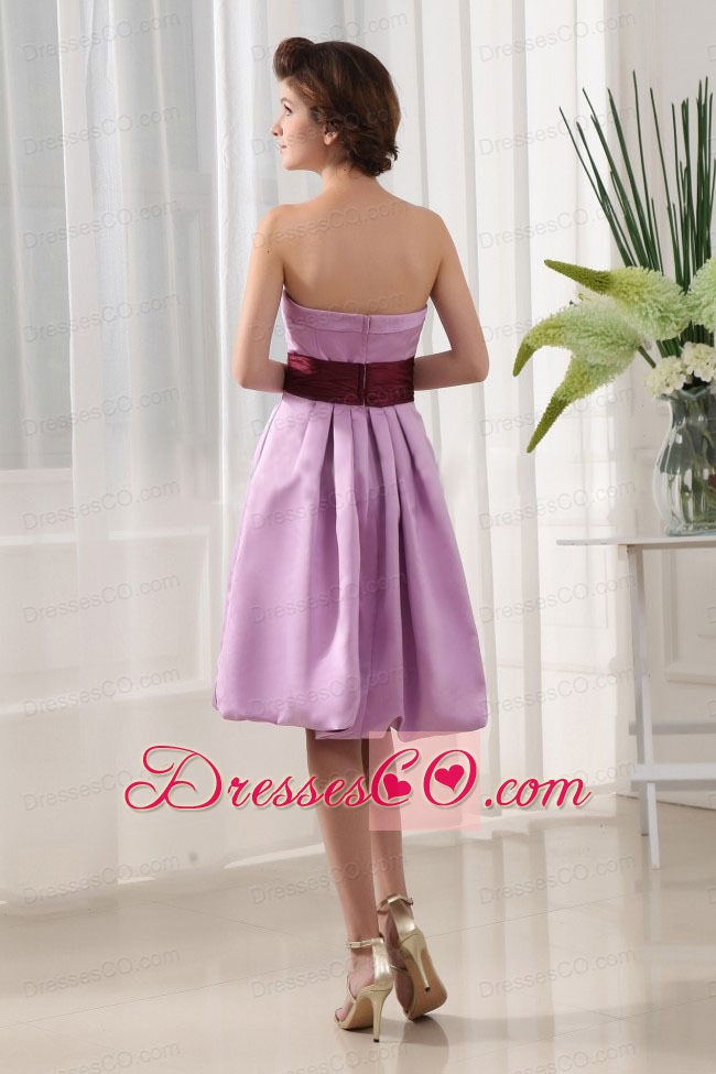 Sashes/ribbons Simple Lavender Taffeta Knee-length Strapless A-line Prom Dress