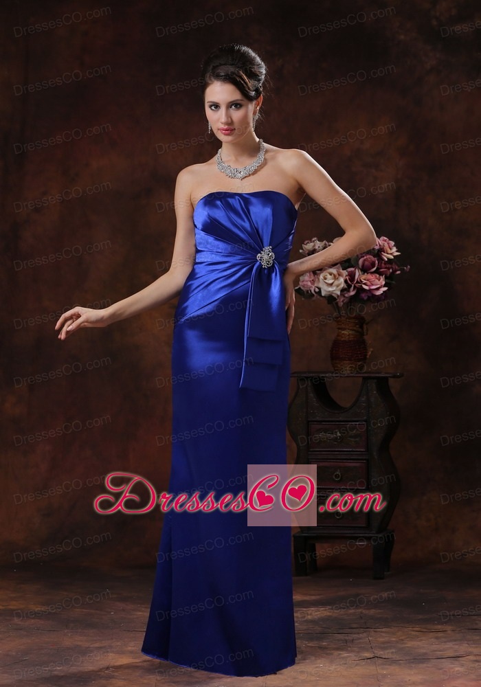 Royal Blue Mermaid Prom Dress Clearance With Strapless Beaded Decorate