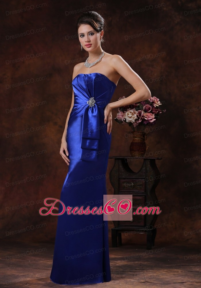 Royal Blue Mermaid Prom Dress Clearance With Strapless Beaded Decorate