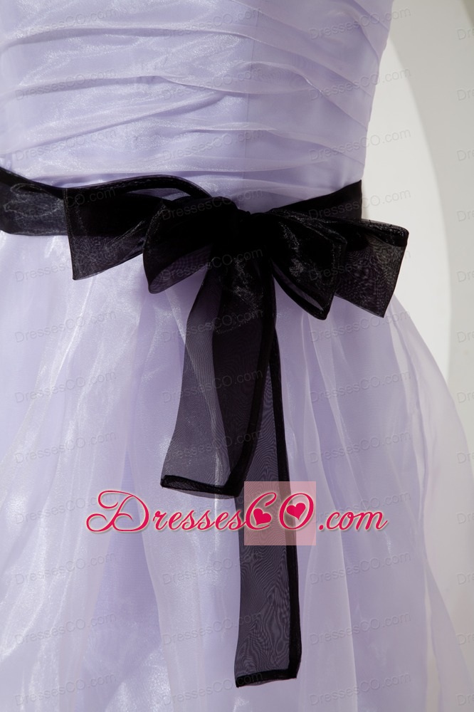 Lilac Column Straps Short Prom / Homecoming Dress Mini-length Organza Sashes
