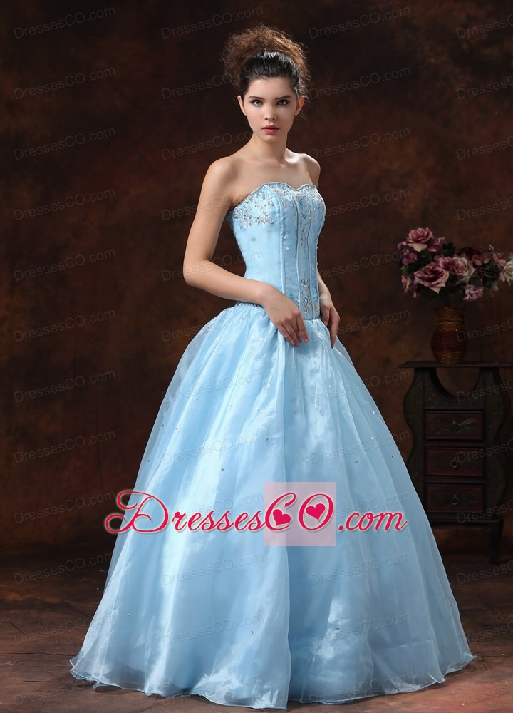 Baby Blue Appliques Bodice and For Prom Dress