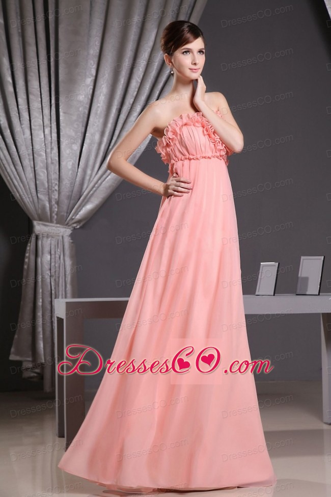 Watermelon Elegant Prom Dress With Hand Made Flowers
