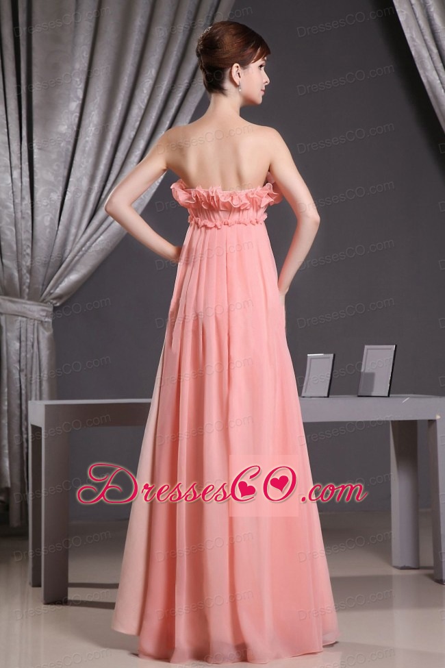 Watermelon Elegant Prom Dress With Hand Made Flowers
