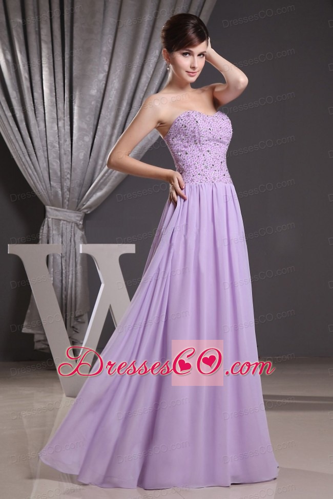 Lilac and Beaded Decorate Bodice For Prom Dress