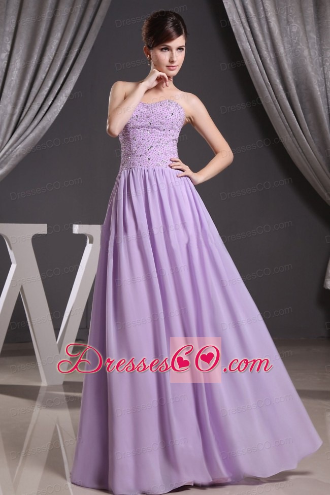 Lilac and Beaded Decorate Bodice For Prom Dress
