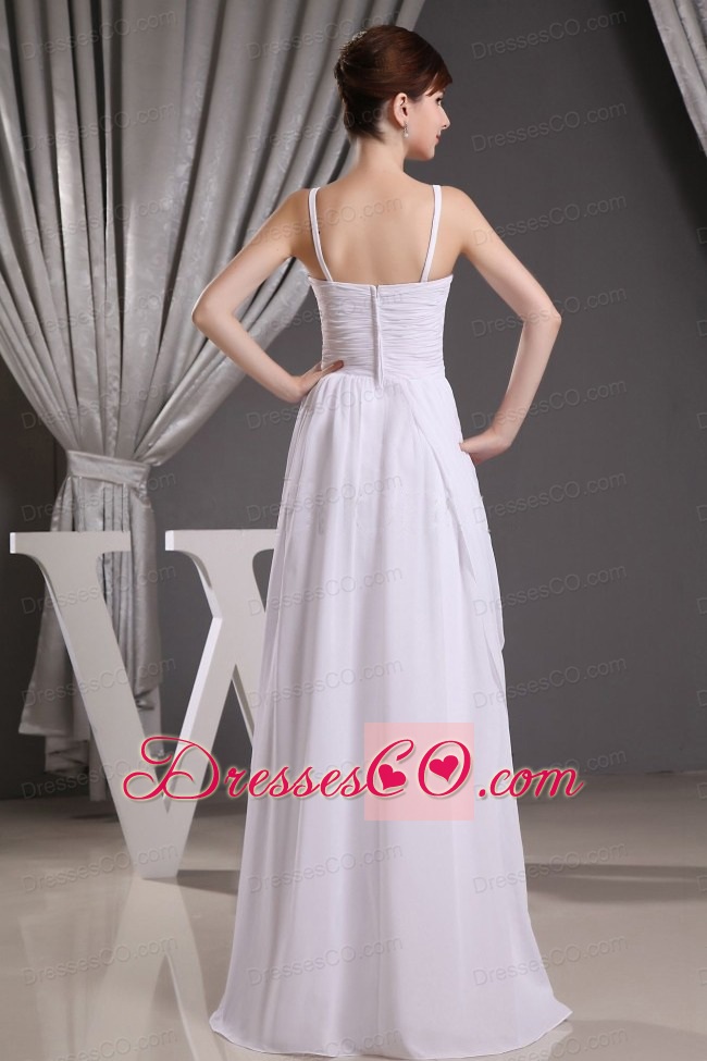 Straps Beading Ruching For Custom Made Simple Wedding Dress
