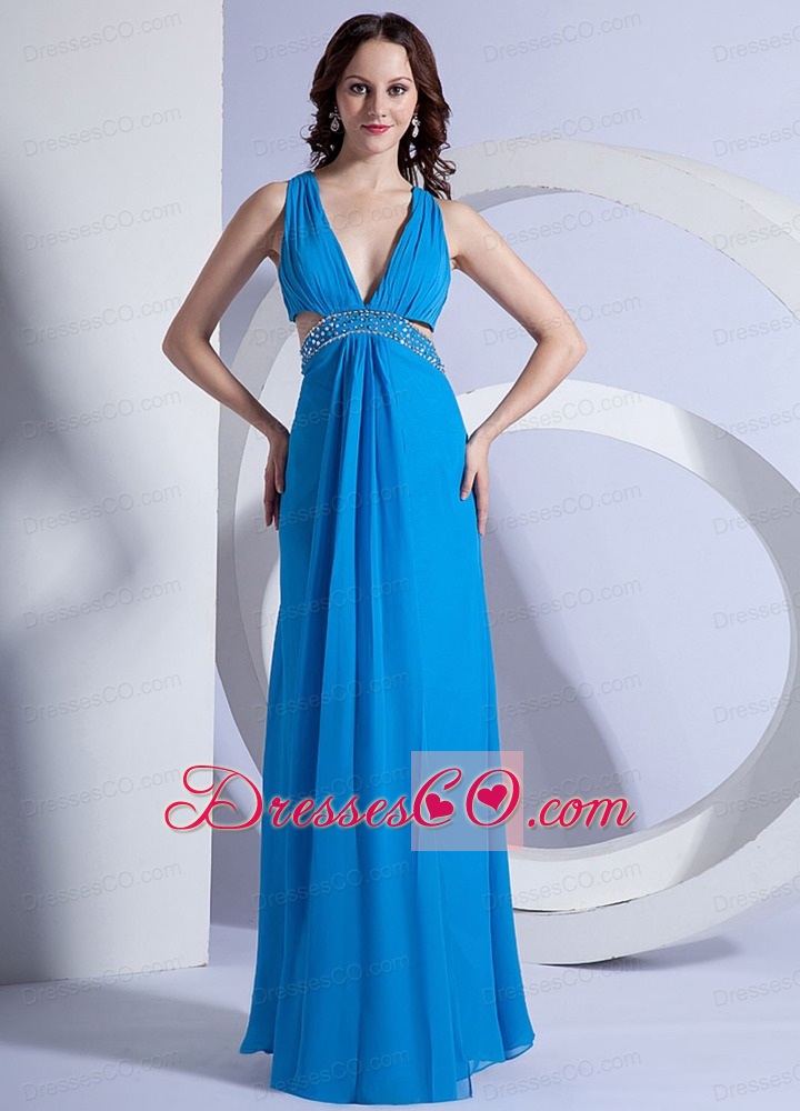 Empire V-neck Long Stylish Prom Dress