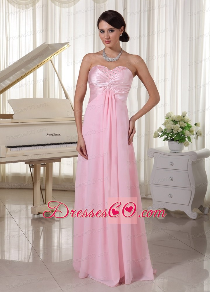 Beaded Prom / Evening Dress Chiffon and Satin Baby Pink