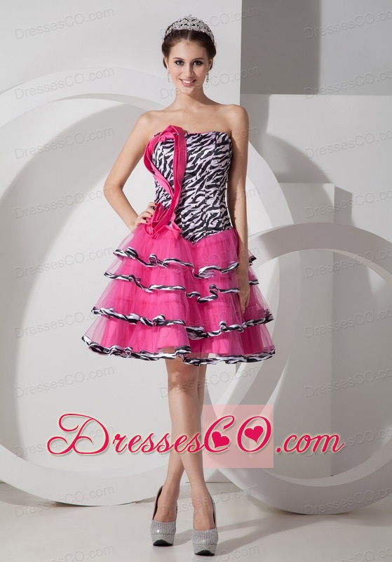 Sweet Zebra Print Strapless Short Prom Dress Mini-length