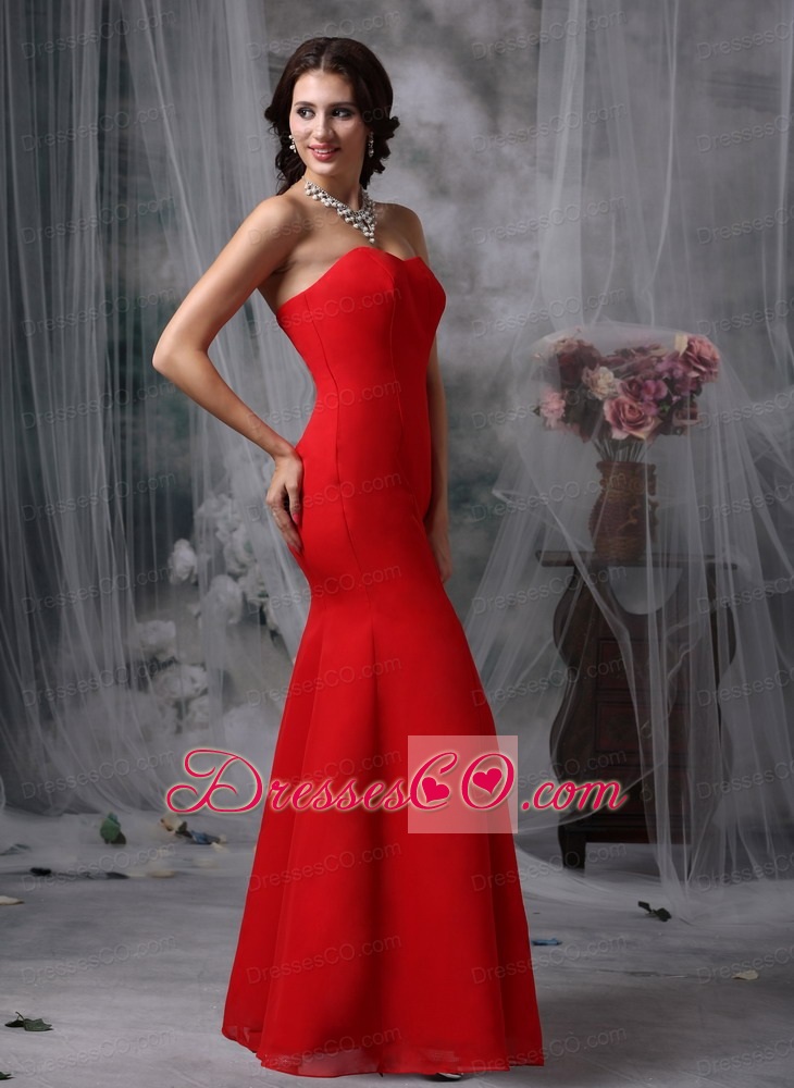 Fashionable Red Evening Dress Mermaid Chiffon And Long
