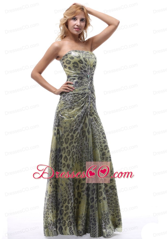 Unique Leopard Strapless Prom Dress Lace-up For Custom Made