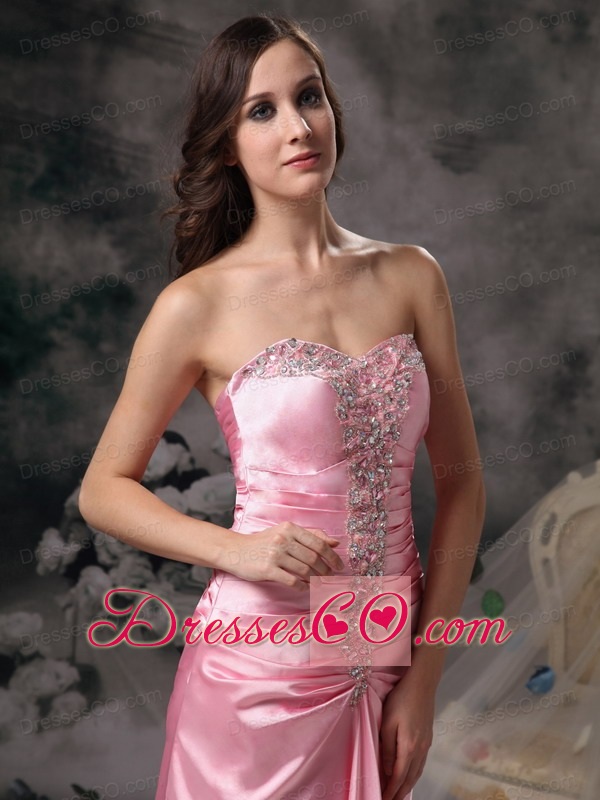 Rose Pink Empire Prom / Evening Dress Brush Train