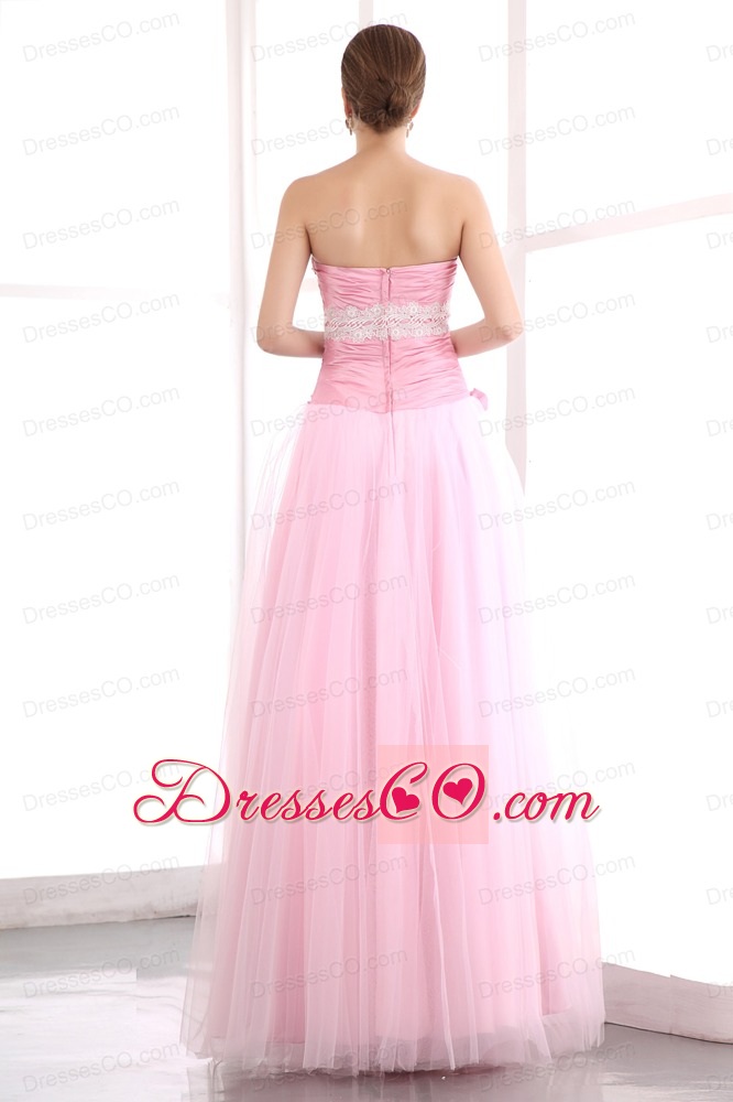Pink Taffeta and Tulle Prom Dress with Appliques
