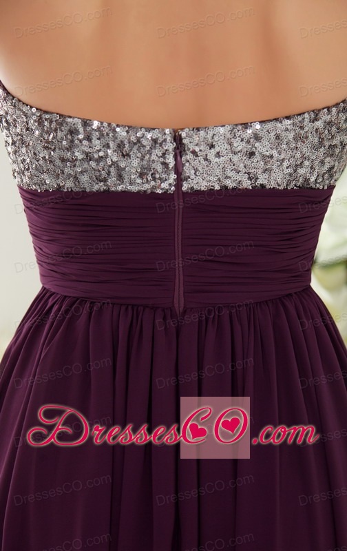 Dark Purple Empire Long Chiffon Beading Prom / Evening Dress