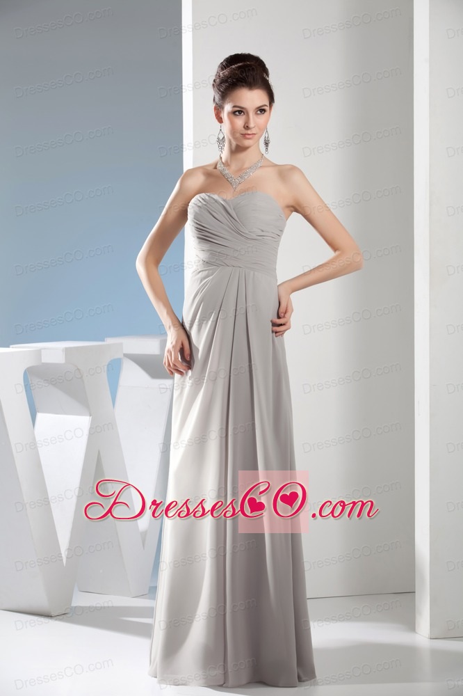 Cheap Column Ruching Gray long bridesmaid Dress in 2013