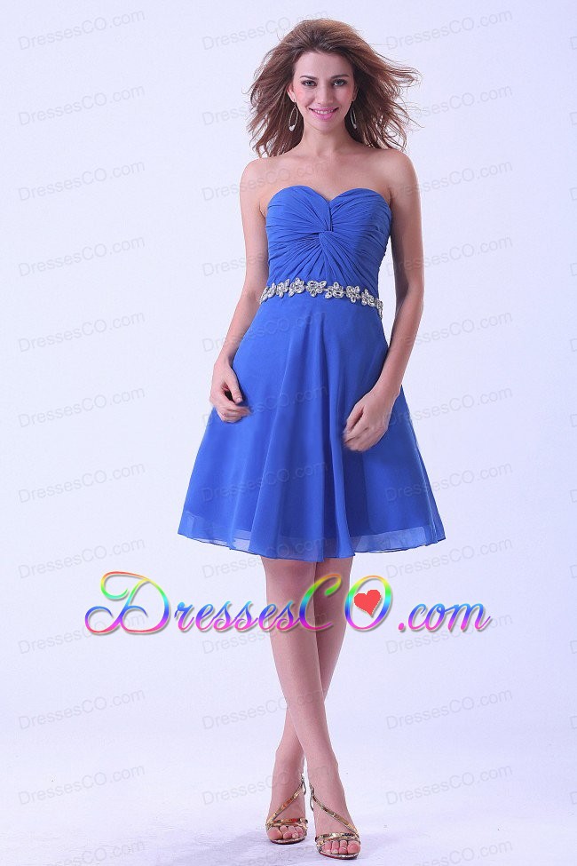 Royal Blue Prom / Homecoming Dress With Appliques Knee-length Chiffon