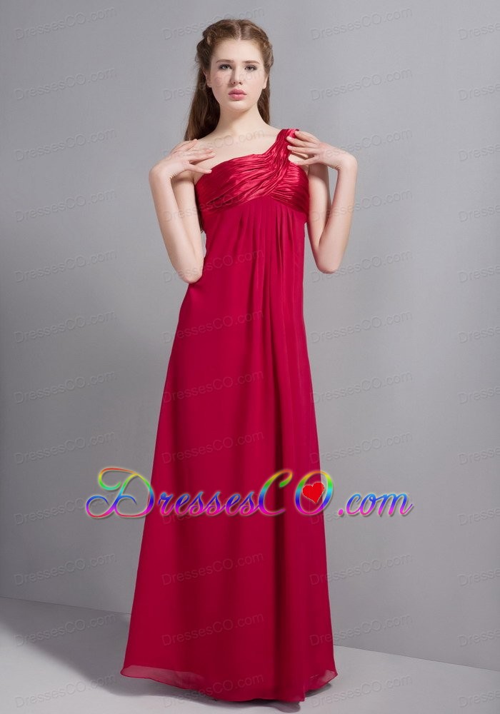 Customize Wine Red One Shoulder Long Bridesmaid Dress