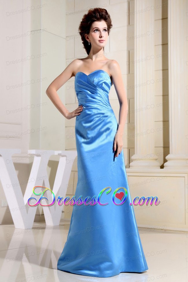 Blue and Ruche For Simple Custom Made Bridesmaid Dress