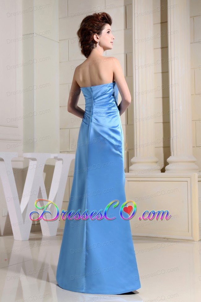 Blue and Ruche For Simple Custom Made Bridesmaid Dress