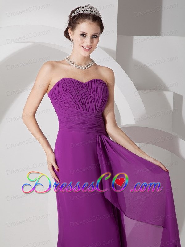 Purple Empire Long Chiffon Ruched Bridesmaid Dress