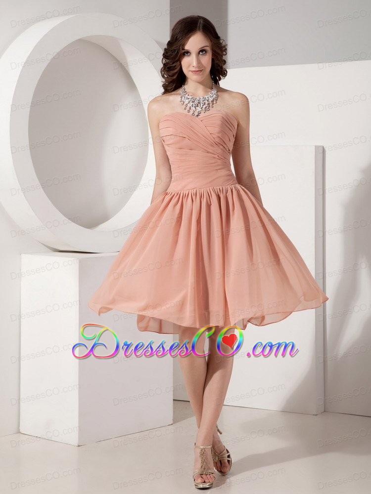 Customize Simple Empire Chiffon Ruched Evening Dress Knee-length