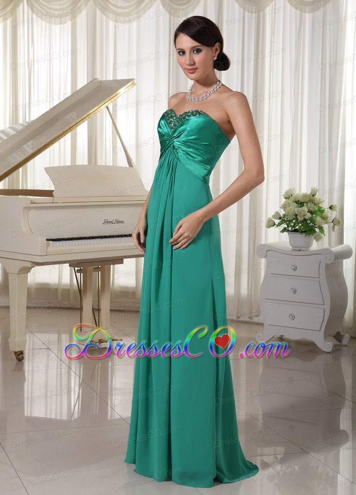 Turquoise Beaded Prom / Evening Dress For Prom Party Satin and Chiffon