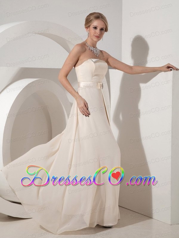 Custom Made Off White Bridesmaid Dress Empire Strapless Chiffon Beading Long
