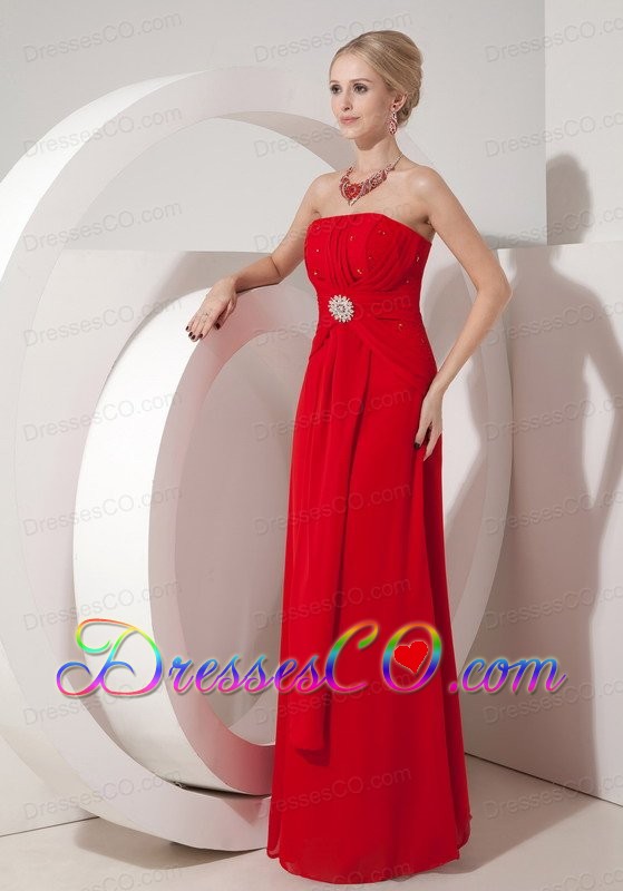 Cheap Wine Red Strapless Column Prom Dress